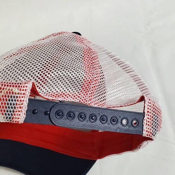 Draft ListingChannel Seed Trucker Hat Navy Blue Red White Mesh Snapback USA Flag - Picture 6 of 6